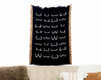 Feminist Home Decor Large Woven Throw Blanket Living Room Bedroom Dorm Modern Women Silhouettes Sisters Gift