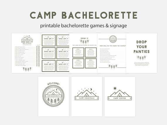 Camping Bachelorette Party Games & Signage (Digital Download)