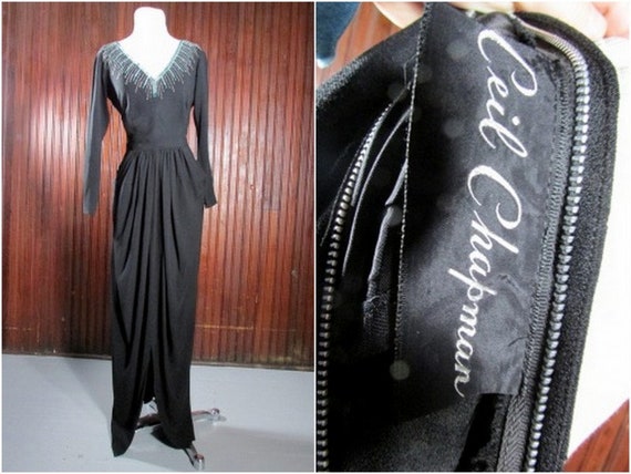 1940s Ceil Chapman Beaded Evening Gown. M. Turquoi