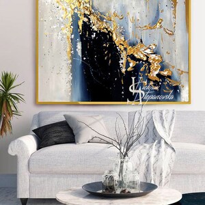 Oil Painting, Original Oil Painting Abstract Modern On Canvas Golden Leaf Large Wall Handmade Art by Victoria's Art Design image 10