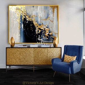 Oil Painting, Original Oil Painting Abstract Modern On Canvas Golden Leaf Large Wall Handmade Art by Victoria's Art Design image 4