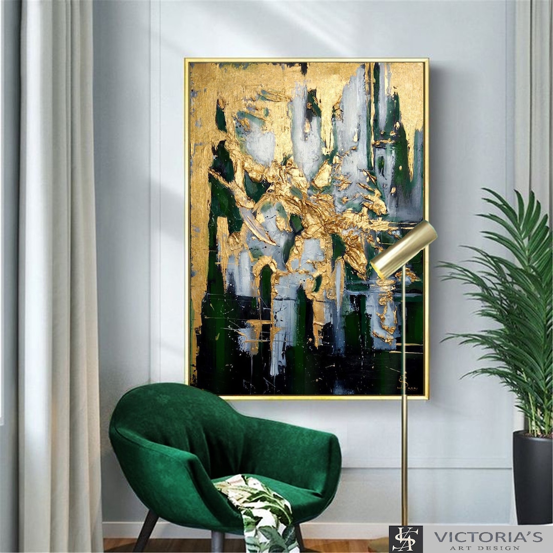 Oil Painting, Original Oil Painting Abstract Modern on Canvas Golden ...