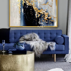 Oil Painting, Original Oil Painting Abstract Modern On Canvas Golden Leaf Large Wall Handmade Art by Victoria's Art Design image 8