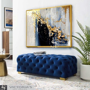 Oil Painting, Original Oil Painting Abstract Modern On Canvas Golden Leaf Large Wall Handmade Art by Victoria's Art Design image 6