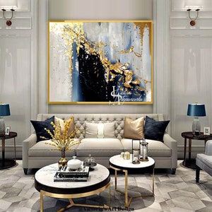 Oil Painting, Original Oil Painting Abstract Modern On Canvas Golden Leaf Large Wall Handmade Art by Victoria's Art Design image 7