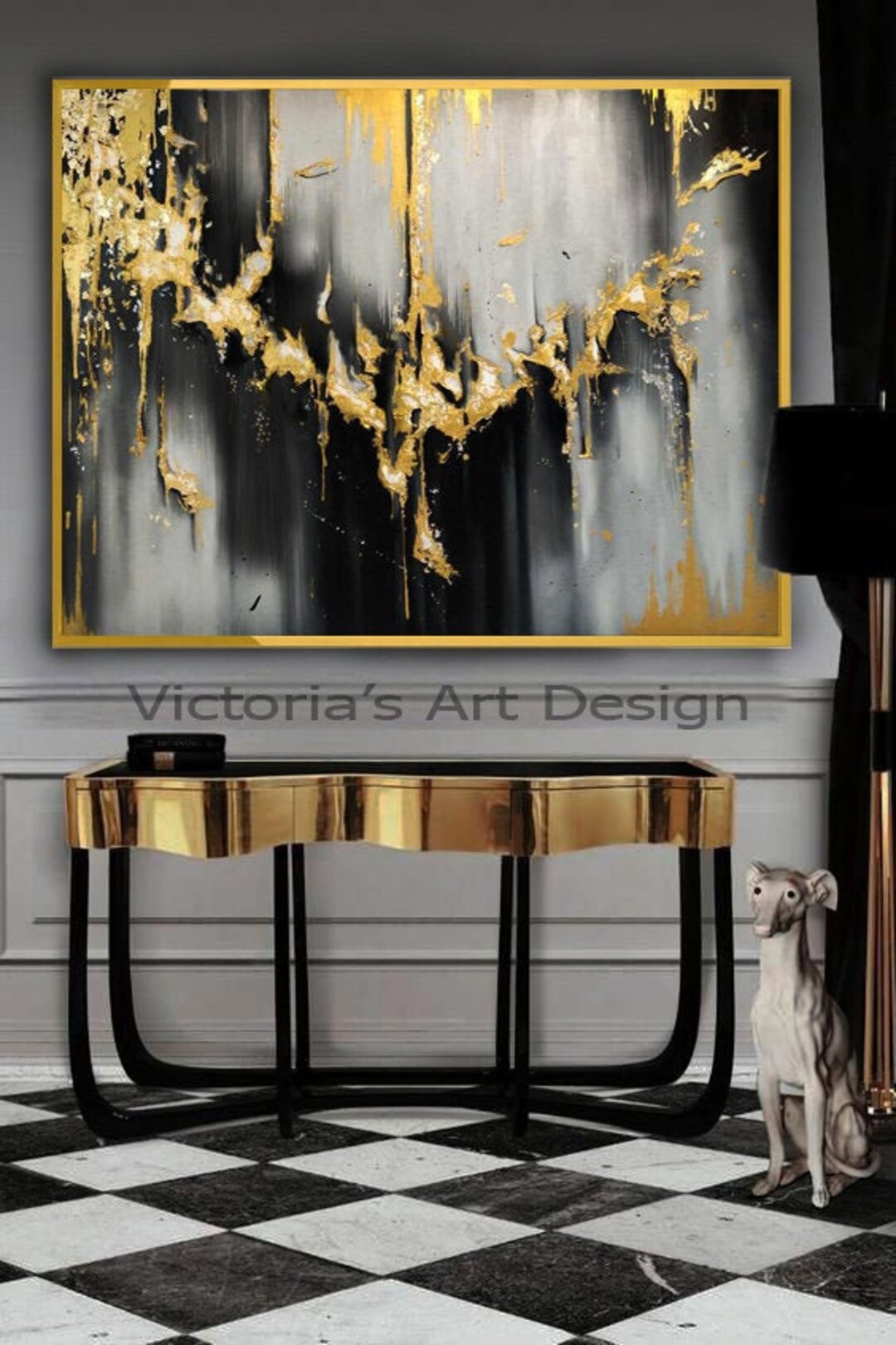 Oil Painting, Original Oil Painting Abstract Modern on Canvas Golden ...