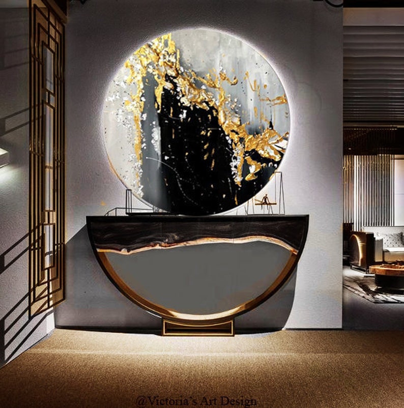 Oil Painting Original Oil Painting Abstract Modern On Round image 0