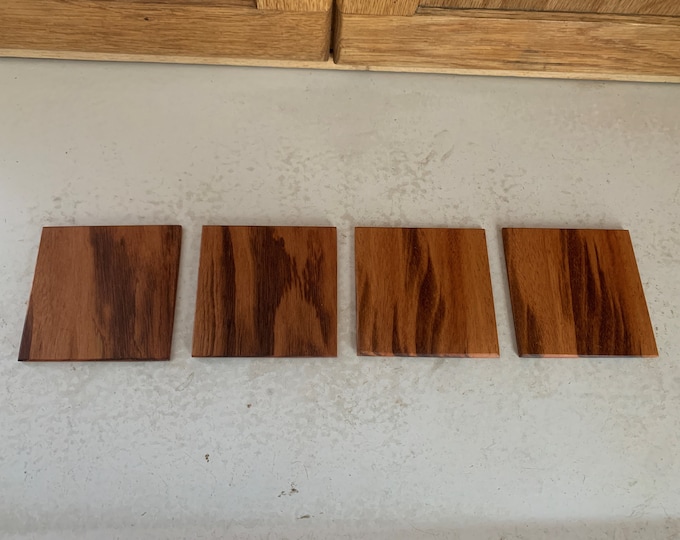 Hand made tigerwood coasters (set of 4).  Gift Idea for wedding.