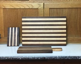 Handcrafted Walnut and Maple Cutting Board Set