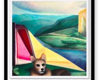Venus with Dog - Giclee Print of Original Oil Painting Modern Abstract Colorful
