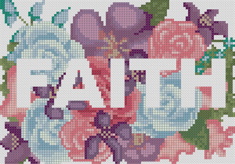 FAITH Modern Cross Stitch Pattern PDF Negative Space Art Etsy