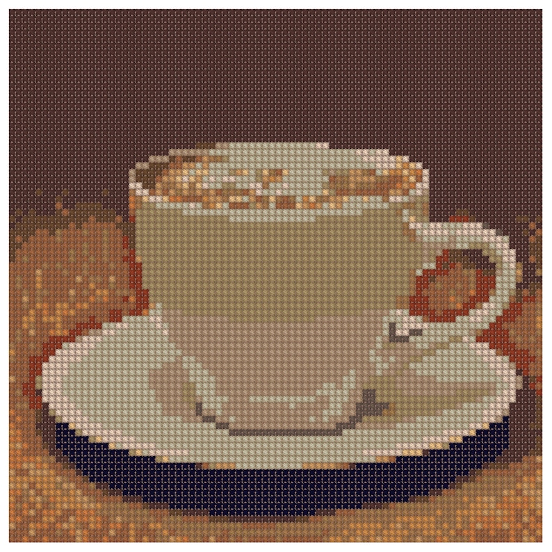 Modern cross stitch Coffee crossstitch pattern Cappuccino art Etsy