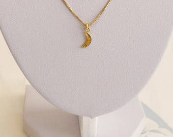 CRESCENT MOON Necklace 14k Gold Solid Pendant Friendship charm Gift Moon and Star Jewelry