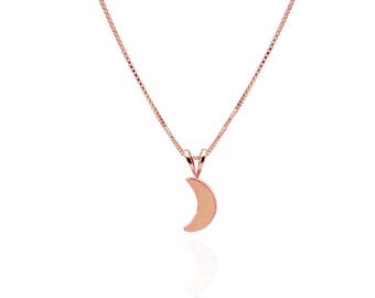 14 k Rose Gold Halbmond Halskette Anhänger Freundschaft Charme Geschenk Mond und Sterne Schmuck