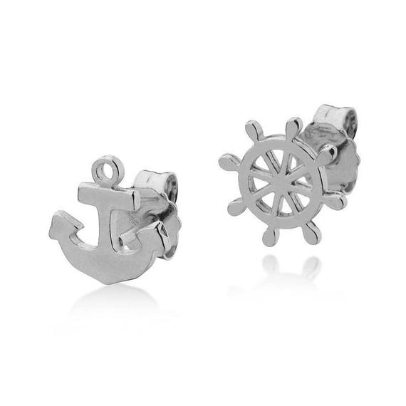 Pair of Surgical Steel Anchor Wheel Earring Studs Pair of Surgical Steel Anchor Wheel Earring Studs