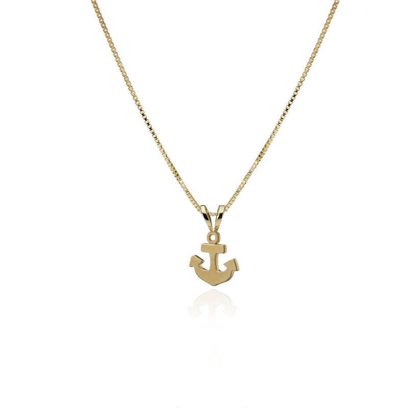 14k Rose Gold Tiny Anchor Pendant Necklace Sailor Pendant Nautical