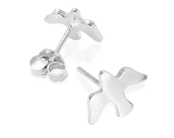 14k White Gold Tiny Seagull Stud earrings  Bird Post earrings Nautical Ocean Jewelry, Gift for her