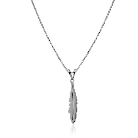 White gold feather necklace deals