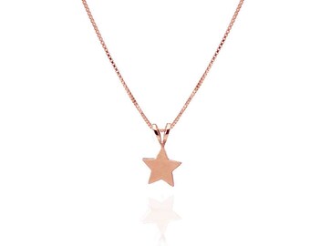 14 k Rose Gold winzigen Stern Anhänger Halskette Anhänger Freundschaft Charme Geschenk Mond und Sterne Schmuck