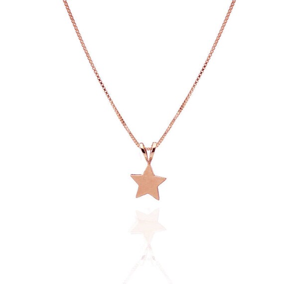 14k Rose Gold Tiny Star Pendant Necklace Friendship - Rose Gold Tiny Pendant Necklace 14k Rose Gold Tiny Star Pendant Necklace Friendship - Rose Gold Tiny Pendant Necklace