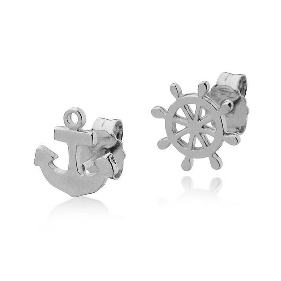 Pair of Surgical Steel Anchor Wheel Earring Studs Pair of Surgical Steel Anchor Wheel Earring Studs