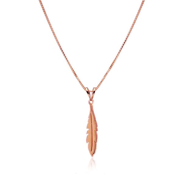 Rose gold feather necklace deals