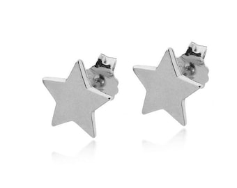 14k White Gold Star Stud Earrings Small Everyday minimalist Star Shape Jewelry