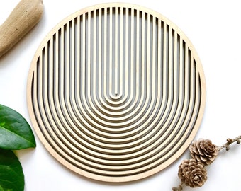 Dessous de plat MOIRÉ pour plat chaud 20 cm - dessous de plat en bois - décoration d'intérieur nordique - cache-pot en bois - dessous de plat pour théière - dessous de plat minimaliste