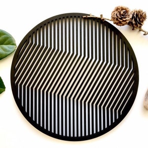 MOIRÉ trivet for hot dish (8 inch, 20 cm), Scandinavian design wood trivets, large wooden pot holder, minimalist teapot holder