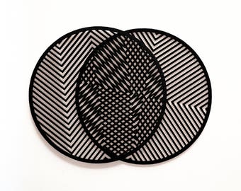 MOIRÉ wooden coasters (set of 6 pcs) - nordic home decor - laser cut coasters - wood coasters - geometric coasters - coasters for drinks