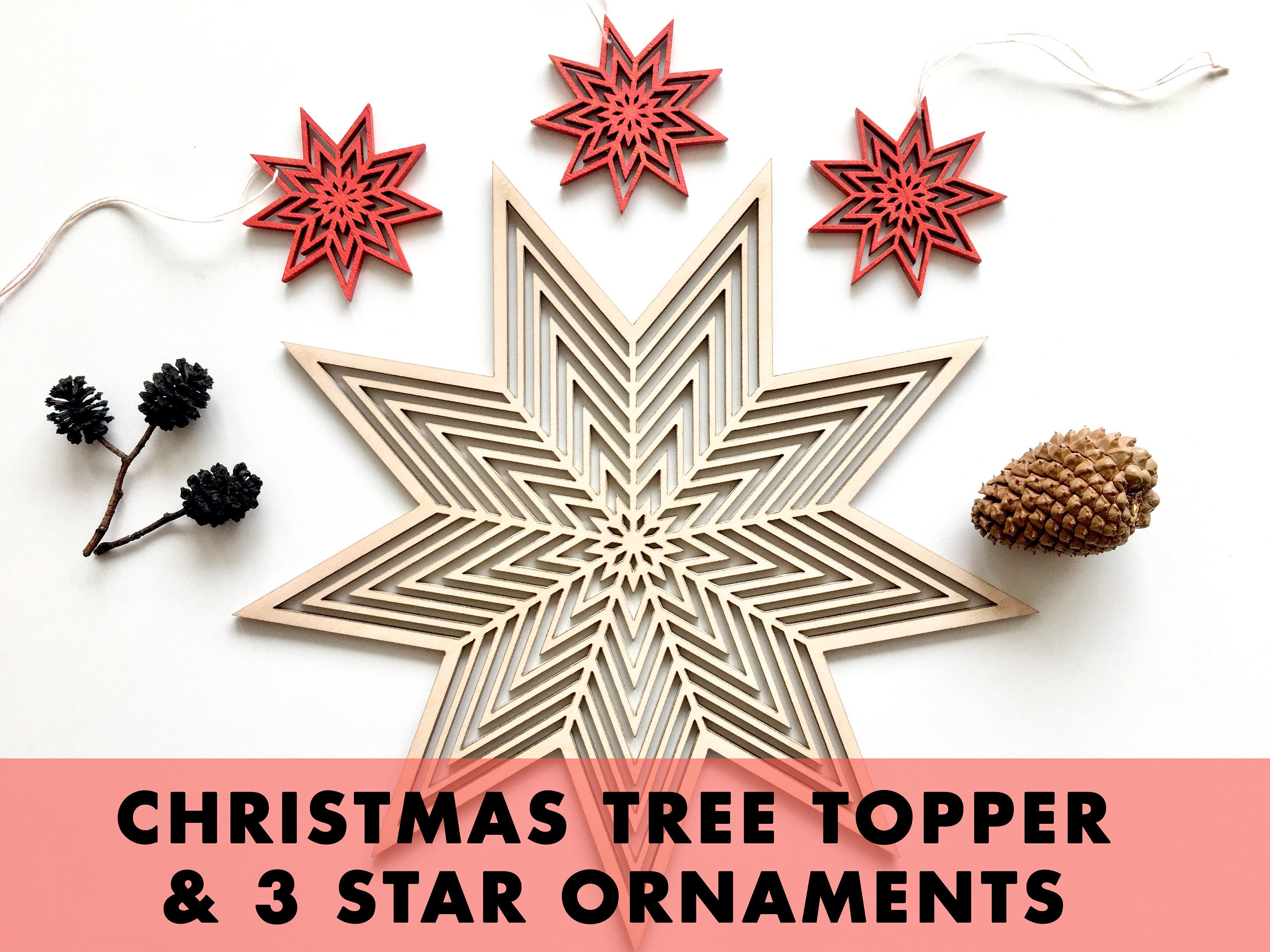 Set of 6 12.2rattan Tree Topper,star Golden Christmas Topper Straw Star Tree  Topper,bamboo Snowflake Christmas Ornament Tree Decoration 