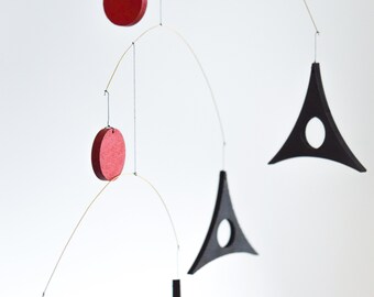 MIRO Expressionist Wooden Mobile, Handmade Kinetic Art Inspired by