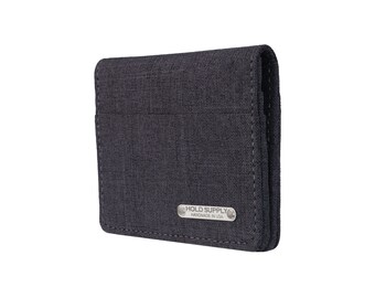 Billfold Wallet Gray Polyester Vertical Bifold Wallet Folding Card and Cash Wallet Hand Made in USA