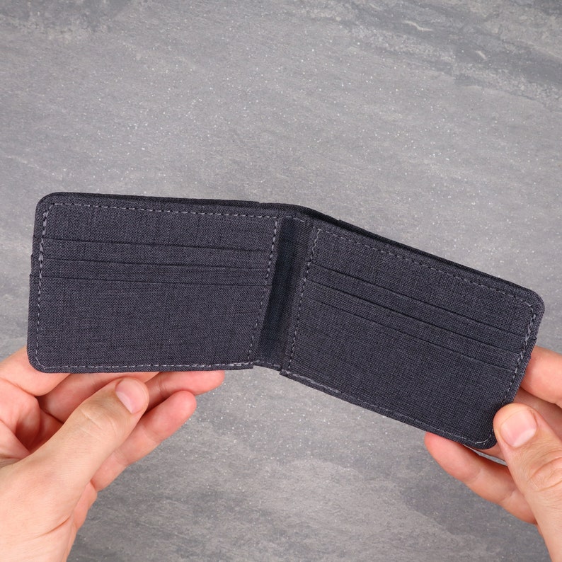Mens Canvas Bifold Wallet, Personalized Bifold Wallet, Customized Vegan ...