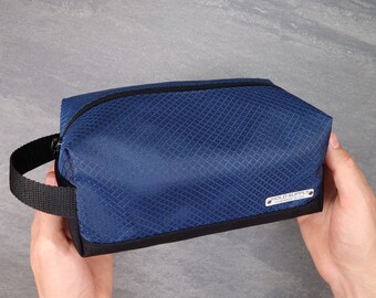 Ripstop en canvas toilettas, gepersonaliseerde blauwe scheertas, Dopp Kit, badkamerorganisator, aanpasbare reistas handgemaakt in Californië