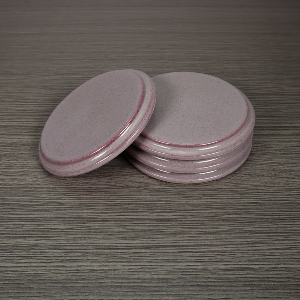 Gray Smooth Round Ceramic Stoneware Coasters with Cork Bottom, Stone Coaster, Handmade Drink Coasters, Sold Individually Mix & Match Colors