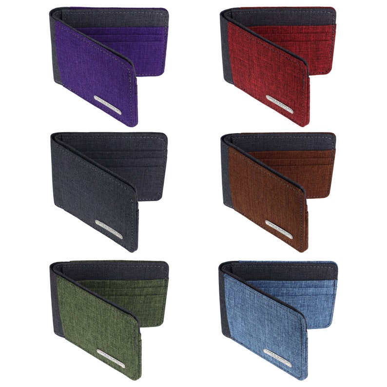 Mens Canvas Bifold Wallet, Personalized Bifold Wallet, Customized Vegan ...