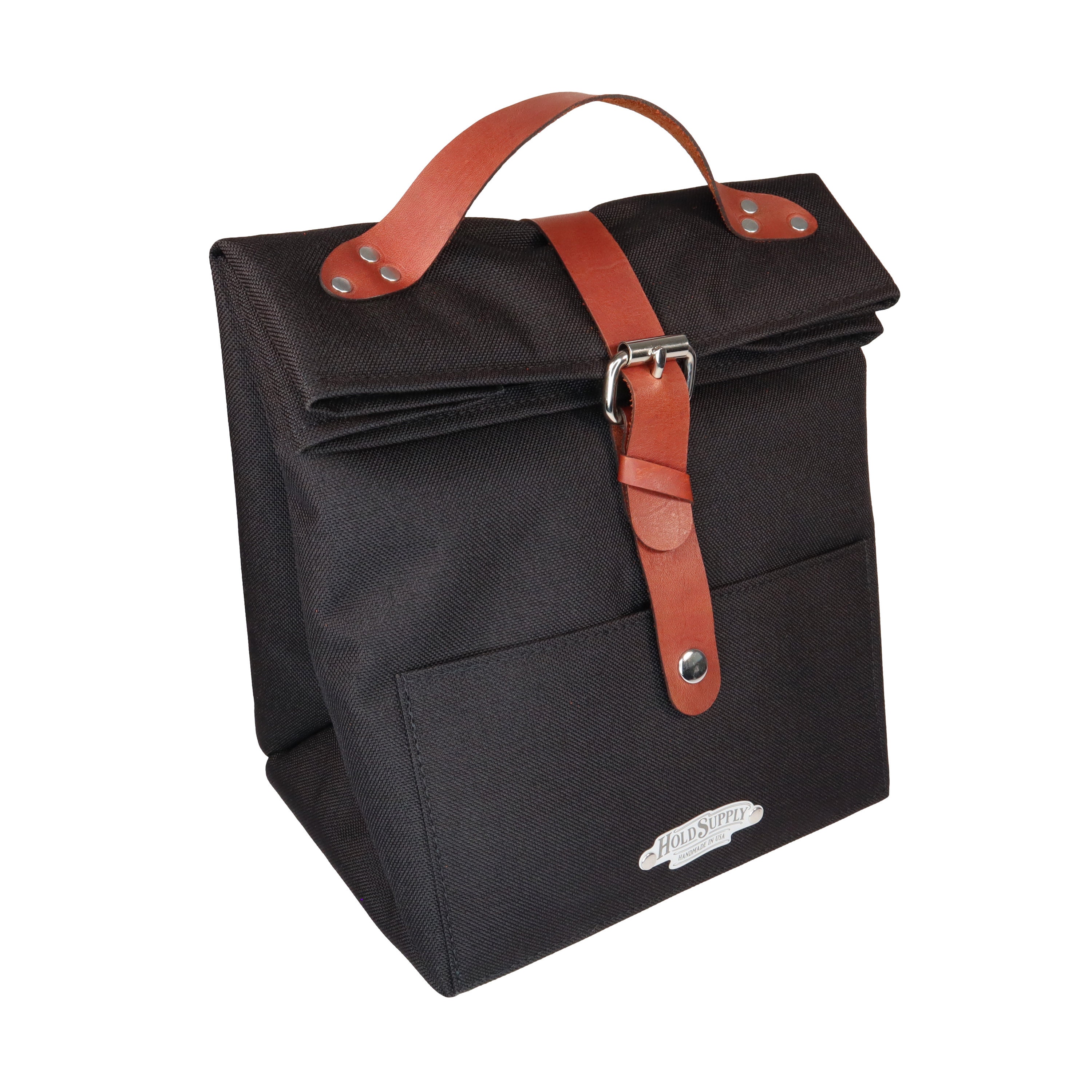 Black Fold Top Lunch Bag