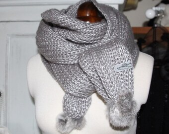 Grey scarf with light silver shimmer