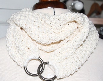 cream-coloured scarf with closure