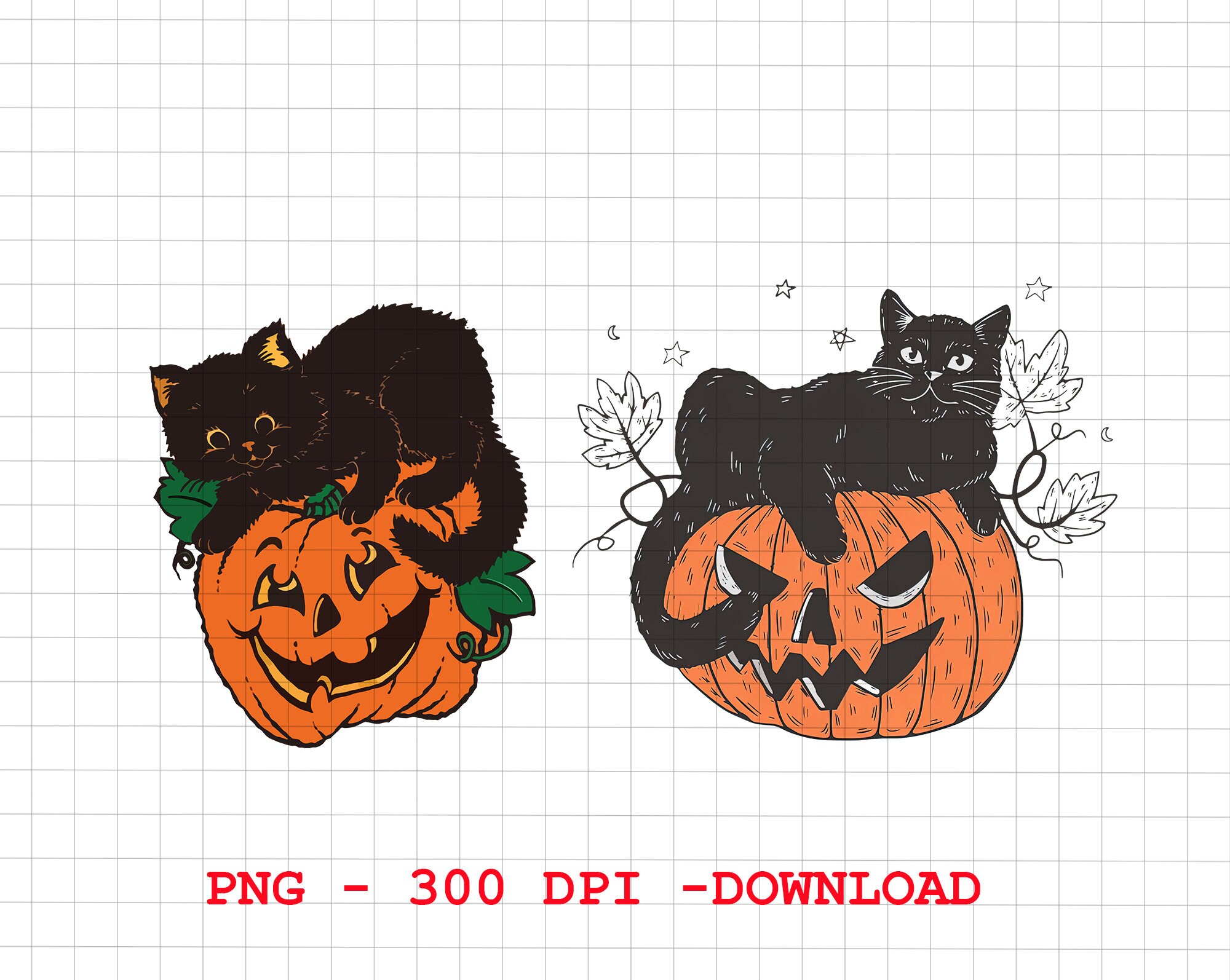 Vintage Pumpkin With Black Cat PNG Pumpkin Halloween PNG - Etsy