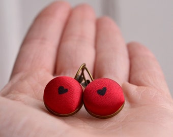 Heart Earrings, Valentine's Day Gift For Her, Love Earrings, Red Heart Studs, Cute Heart Earrings