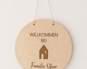 Personalized door sign / engraved / with name and motif