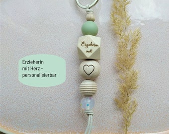 Keyring educator with heart - personalizable - farewell gift daycare