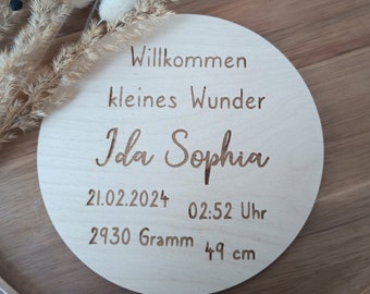 Name disc decorative disc with the child's name and birth dates