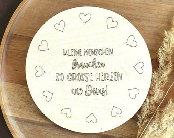 Decorative disc wooden disc engraved 16 cm