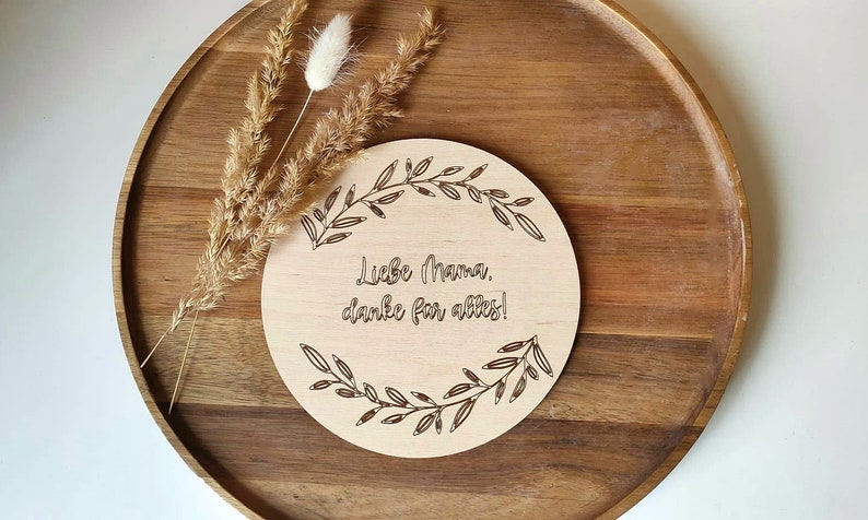 Gift Mother's Day wooden disc engraved image 3