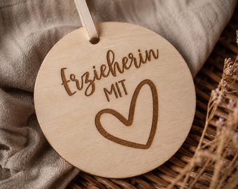 Wooden sign "Educator with heart" farewell gift gift daycare kindergarten