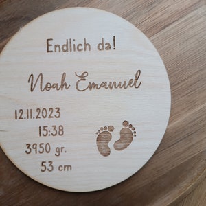 Name disc decorative disc with the child's name and birth dates image 6