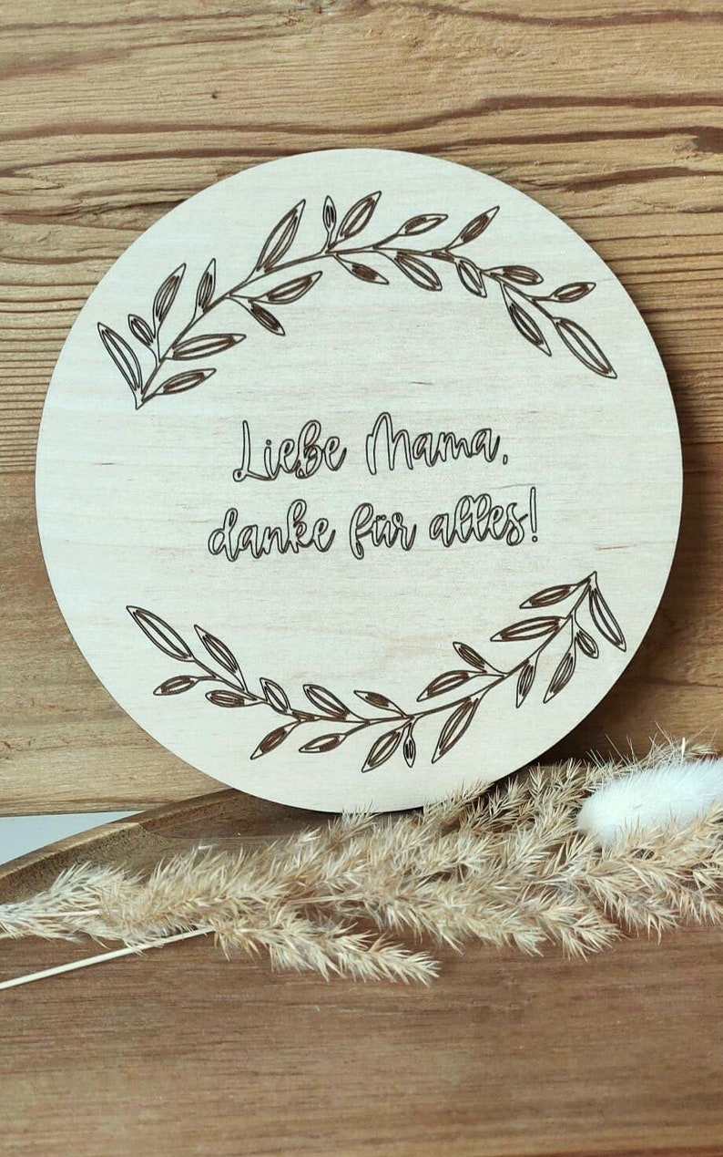 Gift Mother's Day wooden disc engraved image 4
